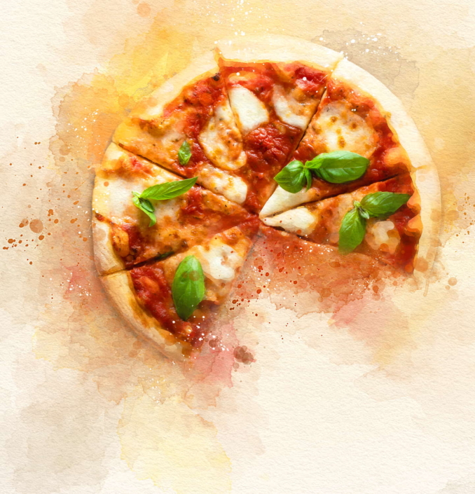 Illustrazione in stile acqurerello per pizzeria