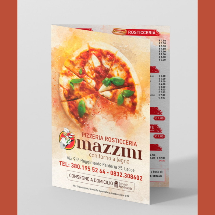 Menu pieghevole pizzeria Mazzini