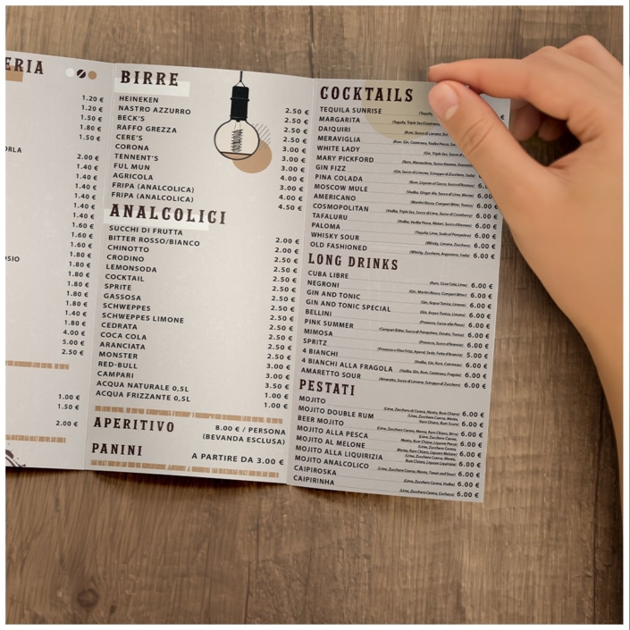 Covey café Lecce design menu by babelecapovolta